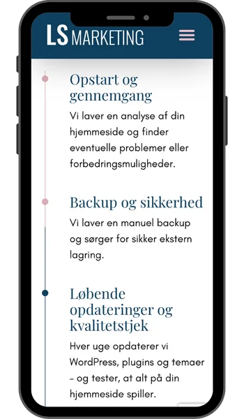 LS Marketing webdesign og hjemmeside underside